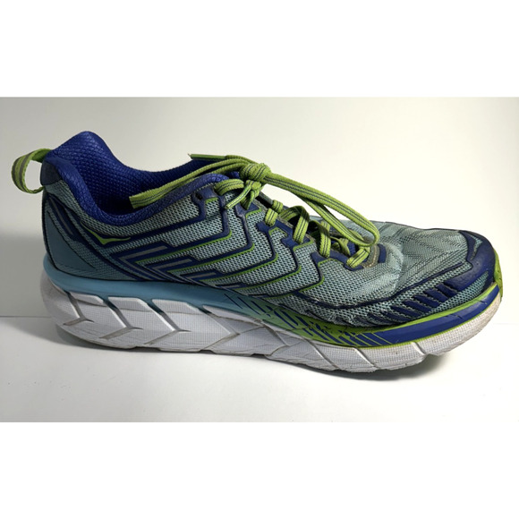 Hoka One One Clifton 4 Men’s Size 9 Blue Green Running Shoes Athletic Cushioned - Picture 3 of 7